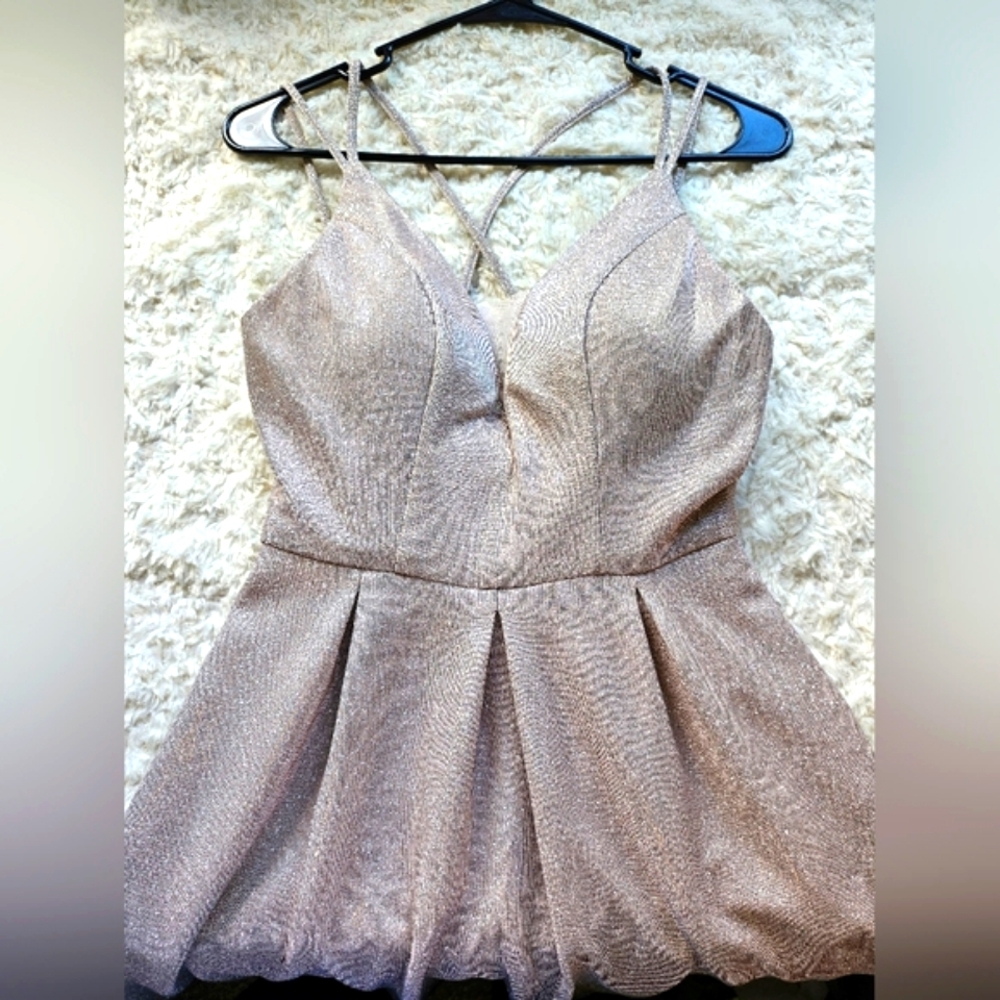 Like New Crystal Doll Sparkling Evening Dress, Prom, Pink, Champagne, Size 3